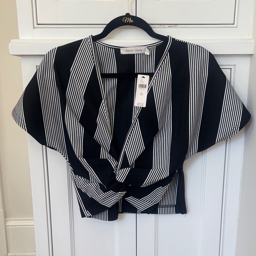 bishop + young Black and White Striped Blouse